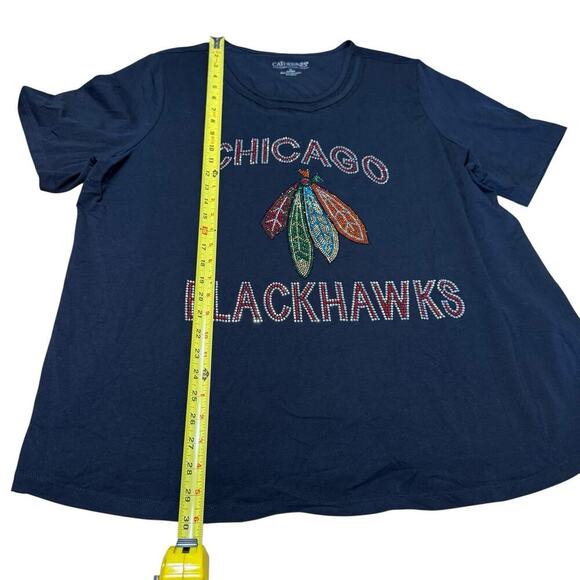 Catherine's Supreme Collection Chicago Blackhaks Short 1X Black S/S Glittery - Picture 9 of 10